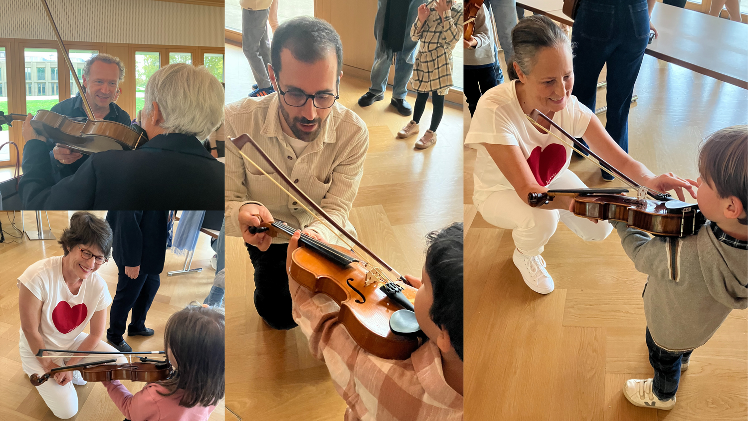 Essais d'instruments au concert pour petites oreilles "Le Pouvoir de Viola" à Satigny
